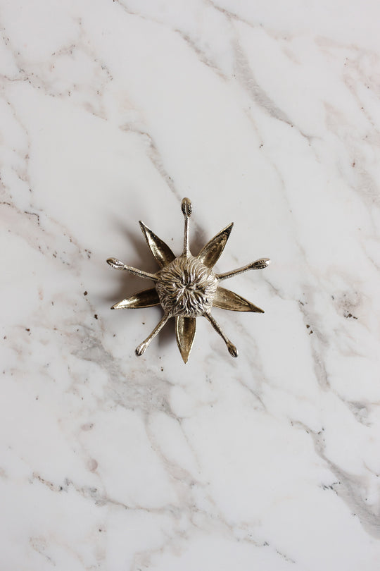 1970s italian white brass lotus sculptural ashtray, in the style of gucci