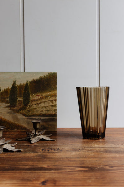 midcentury french smokey glass vase