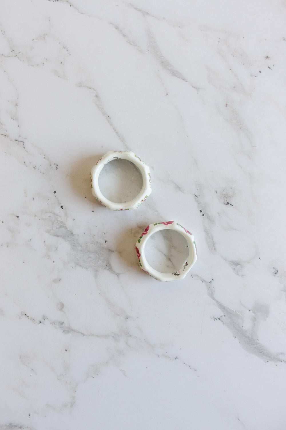 pair of antique Sanford porcelain napkin rings