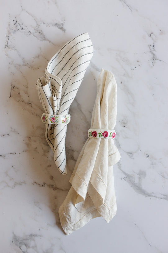 pair of antique Sanford porcelain napkin rings