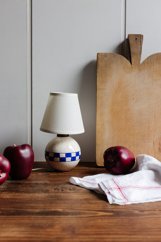 vintage french crazed porcelain lamp