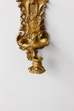 rare antique French Rococo brass candle sconce with matchbox safe