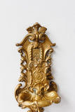 rare antique French Rococo brass candle sconce with matchbox safe