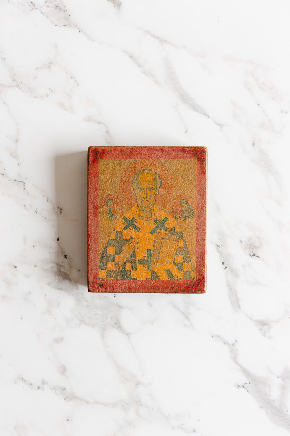 vintage Baltic icon print on wood