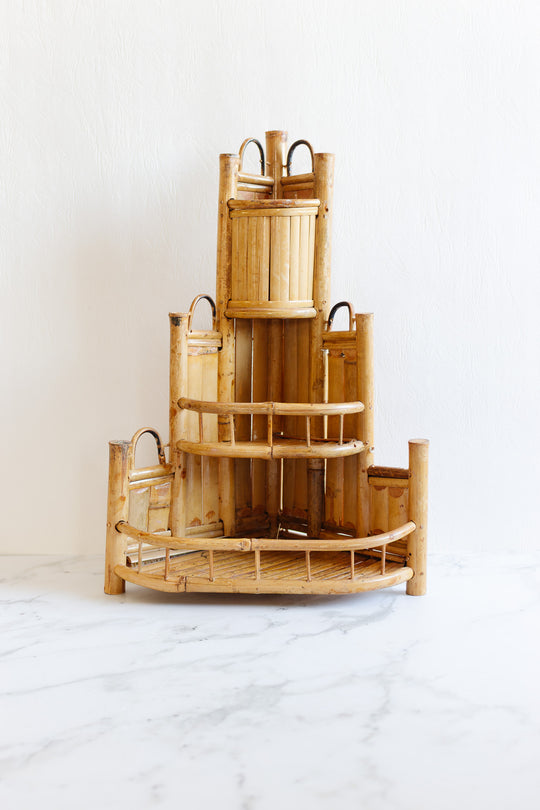 vintage french bamboo corner shelf or spice rack