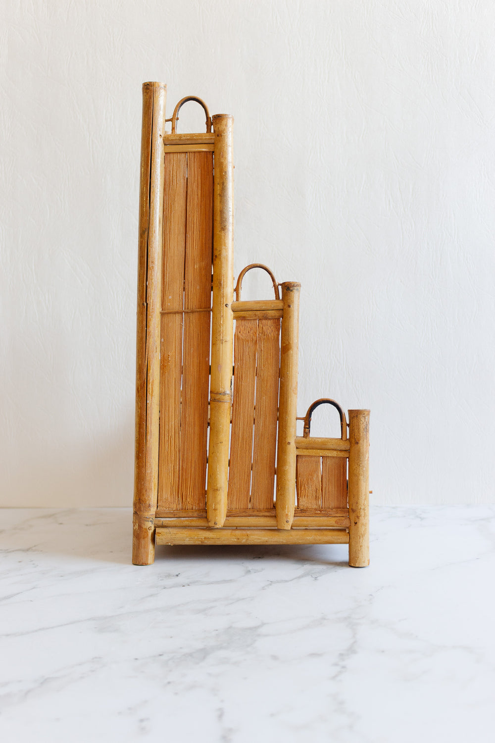 vintage french bamboo corner shelf or spice rack