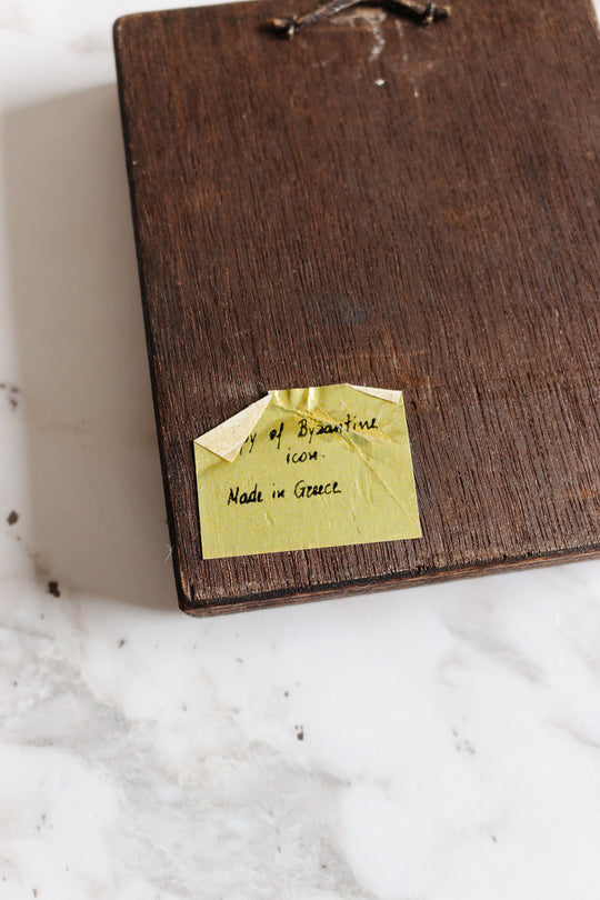 vintage Baltic icon print on wood