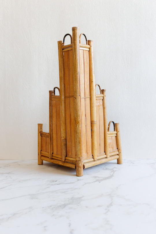 vintage french bamboo corner shelf or spice rack