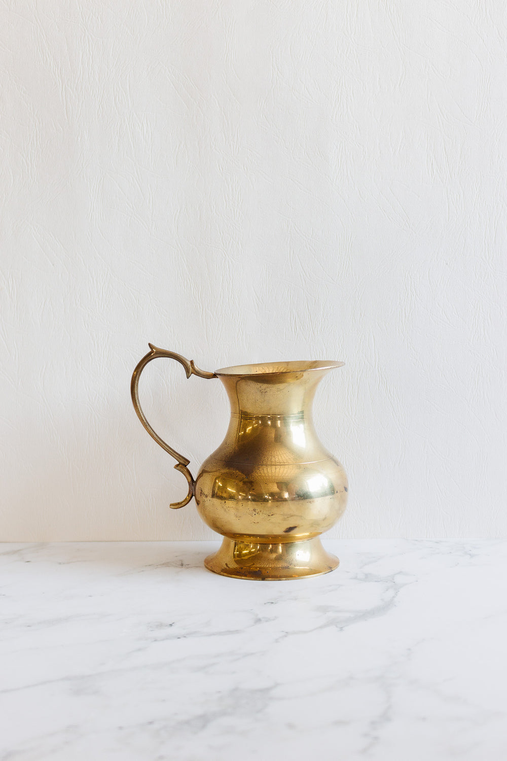 rare vintage french solid brass pitcher with ornate handle
