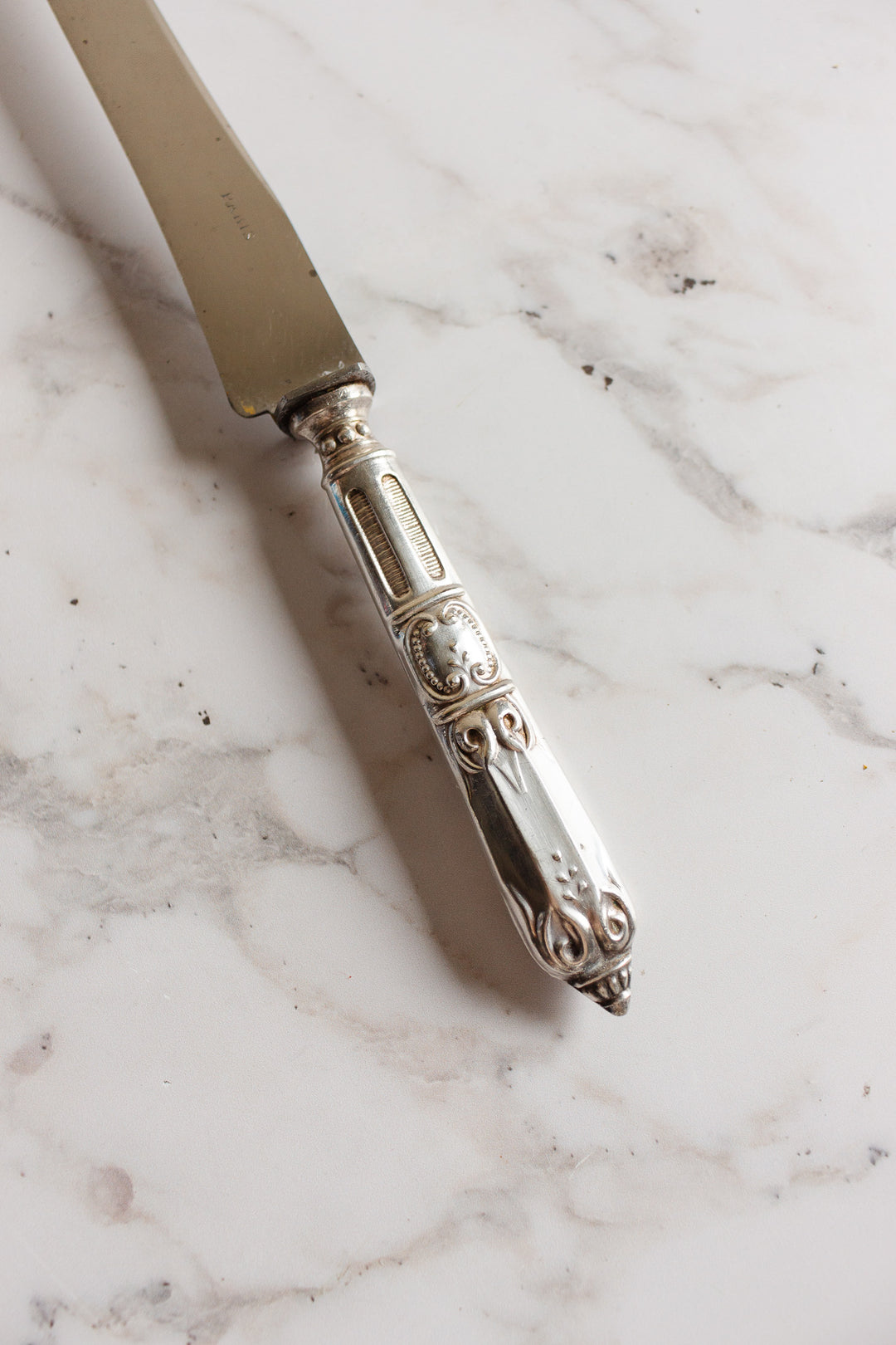 antique French stamped silver knives, set of 11