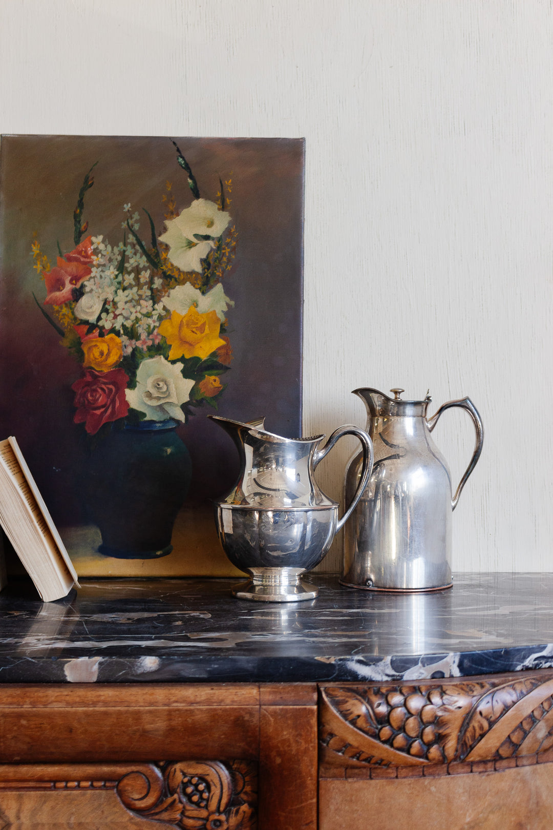 vintage silverplated silver water pitchers