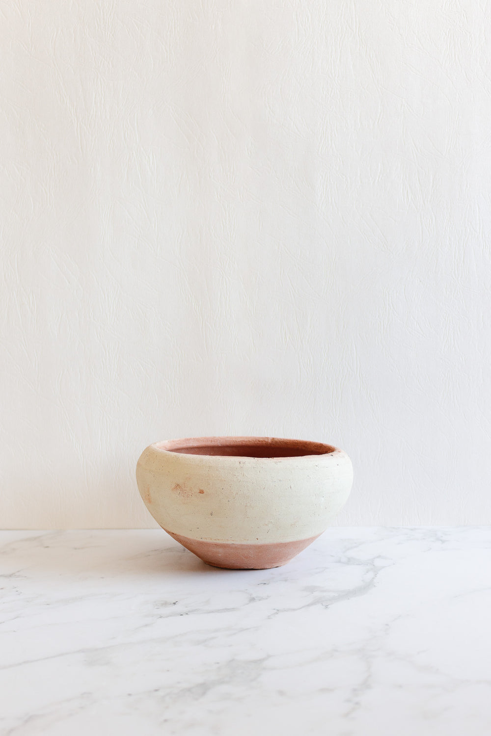 antique french two tone unglazed stoneware bowl