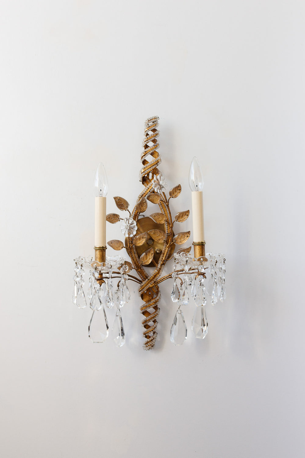 pair of original 1930s Maison Bagues Paris crystal wall sconces