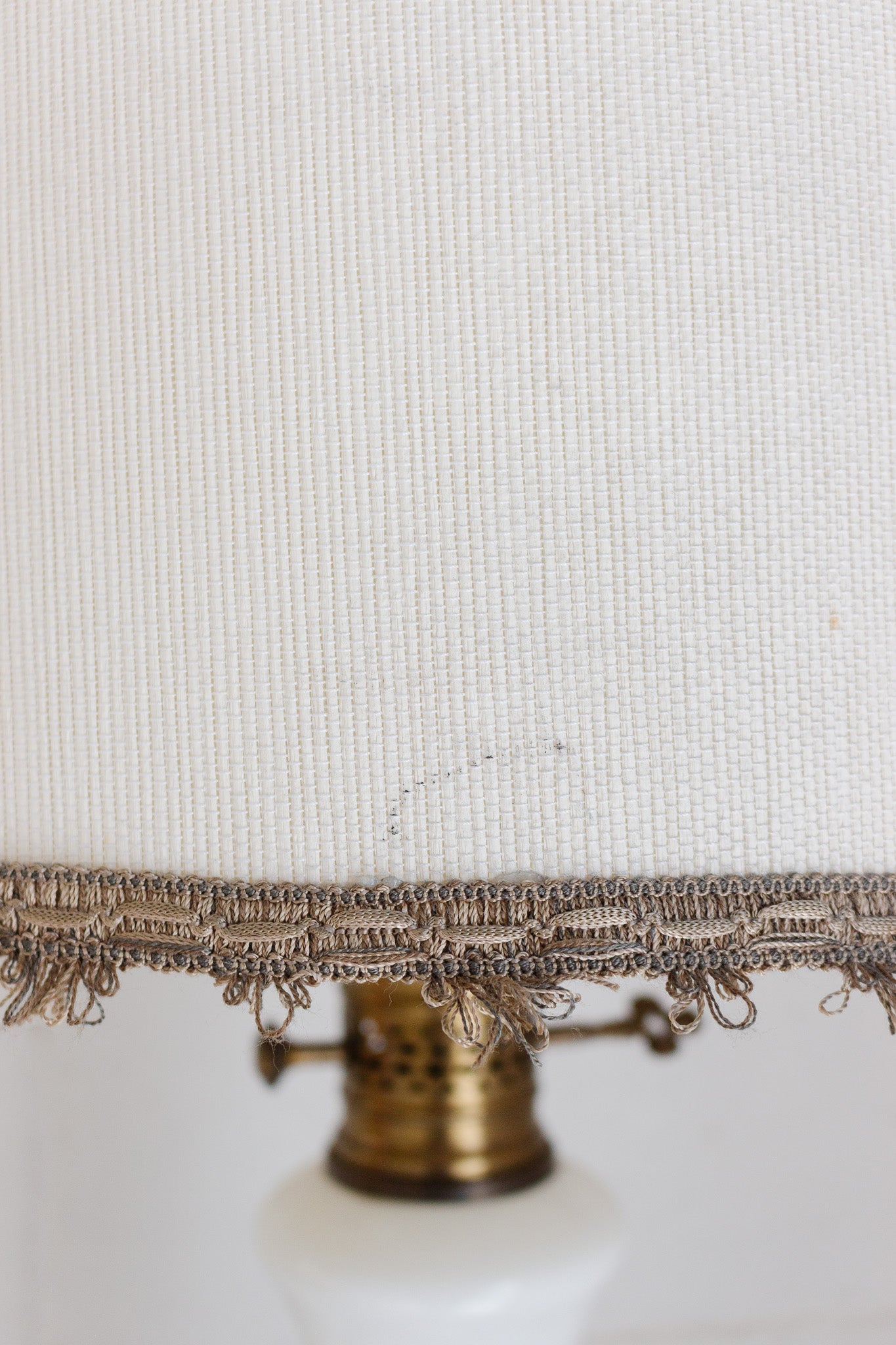 antique milk glass lamp with victorian style beaded shade – Joliette