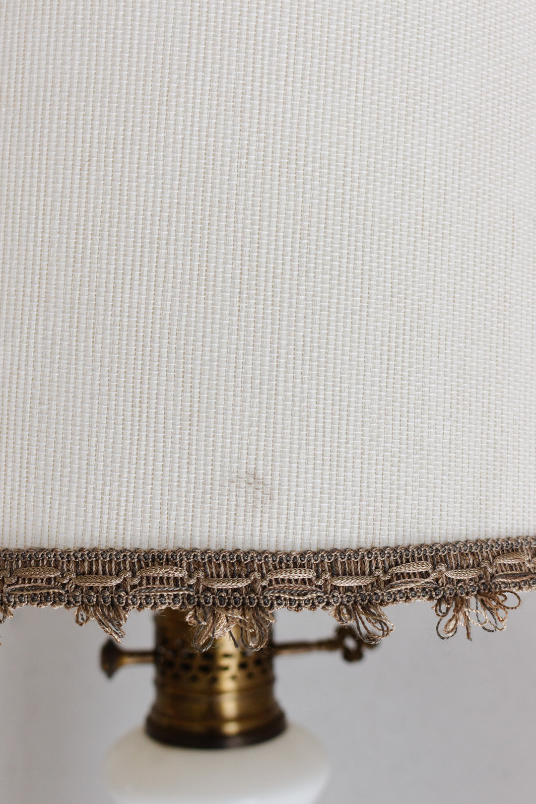 antique milk glass lamp with victorian style beaded shade