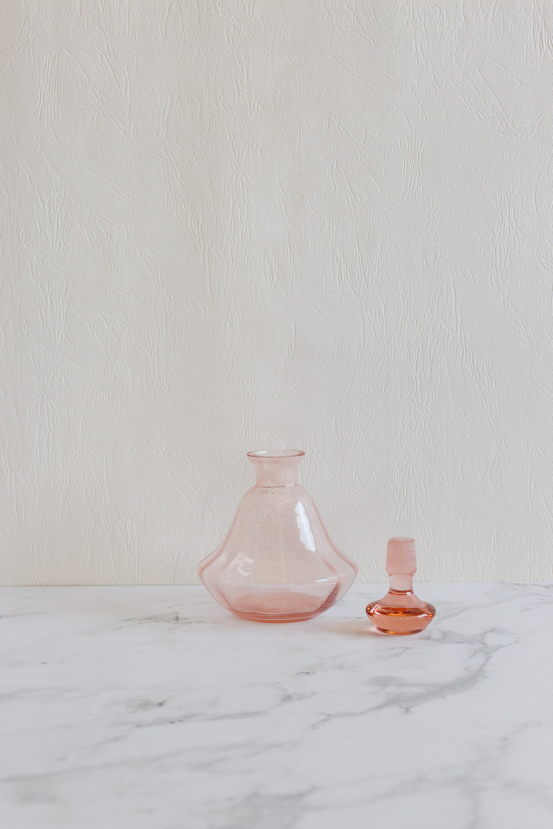 1920s art deco french blush pink petite decanter