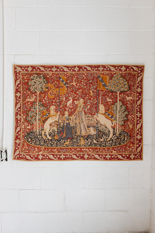 vintage Belgian tapestry "la dame à la licorne"