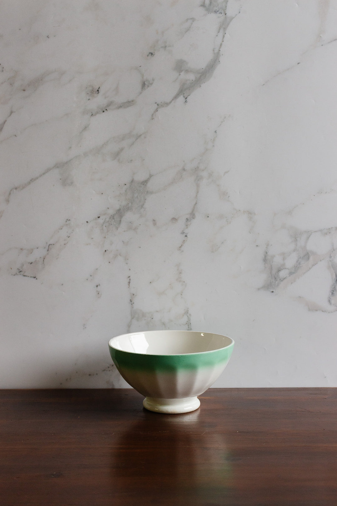 antique french green café au lait bowl