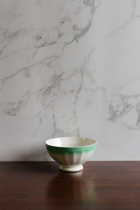 antique french green café au lait bowl