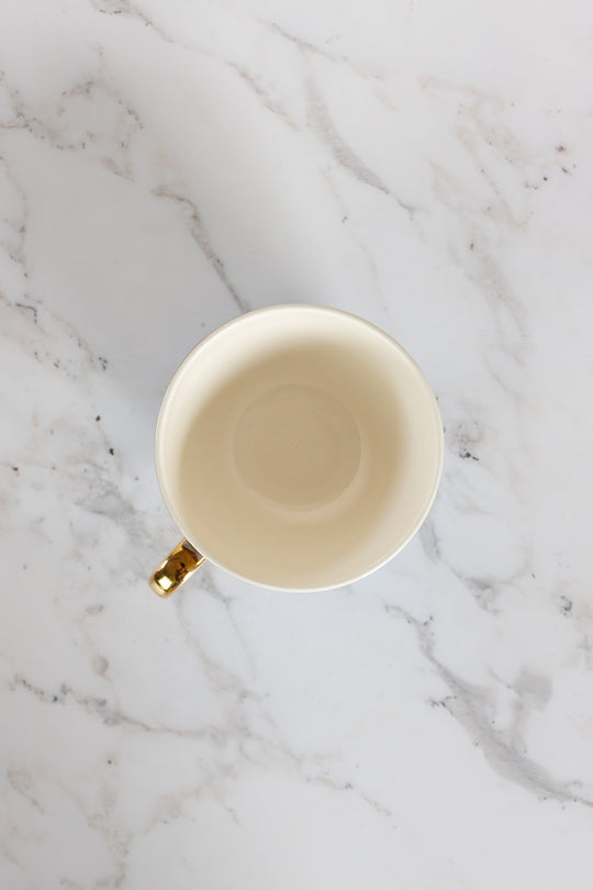 antique french "toi et moi" villeroy & boch gold and cerulean teacups