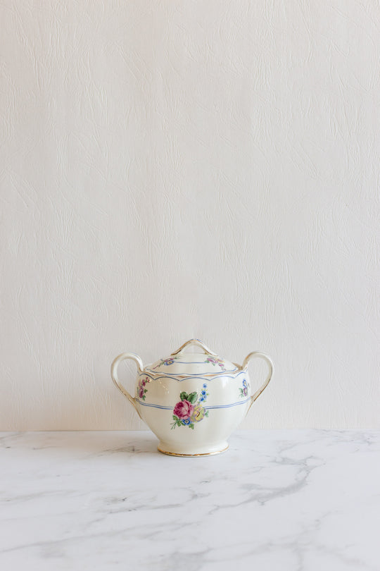 grindley England cream petals covered sugar dish