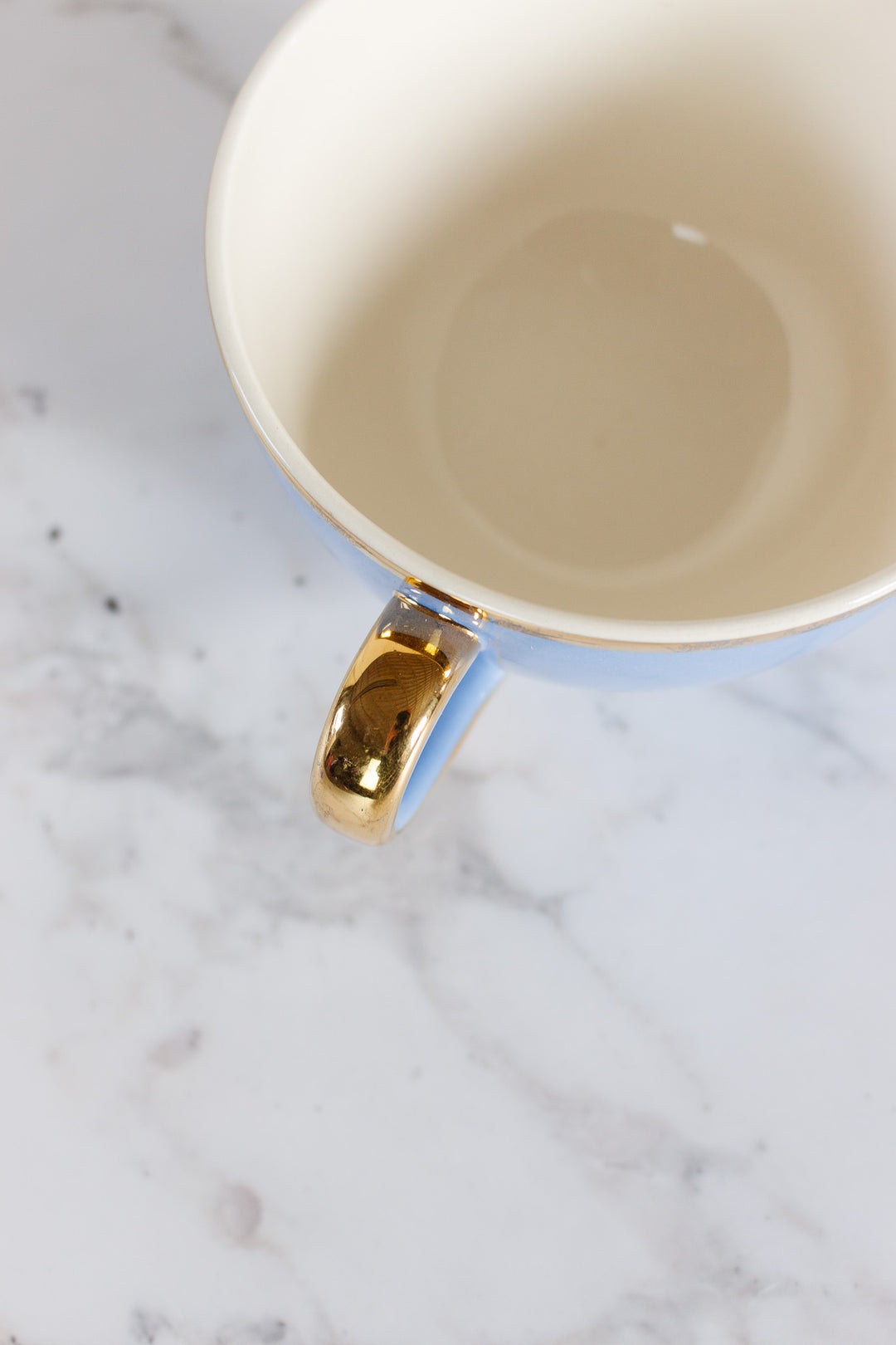 antique french "toi et moi" villeroy & boch gold and cerulean teacups