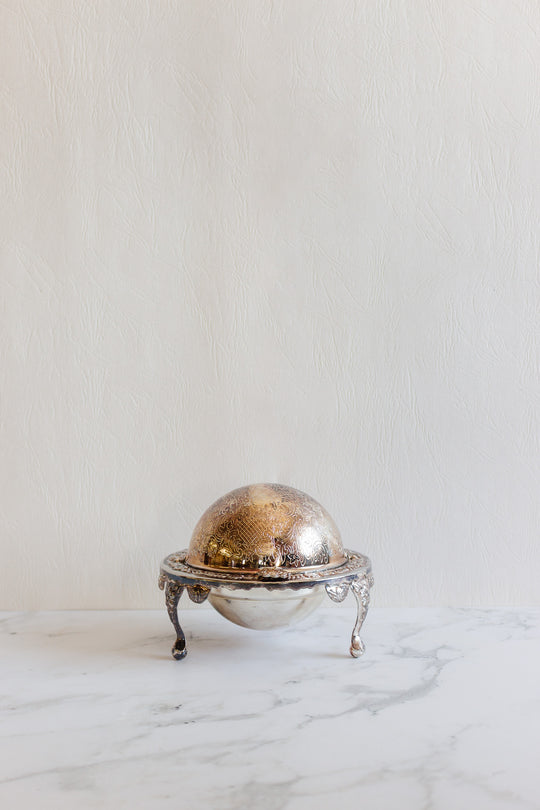 vintage english silver plated caviar dome