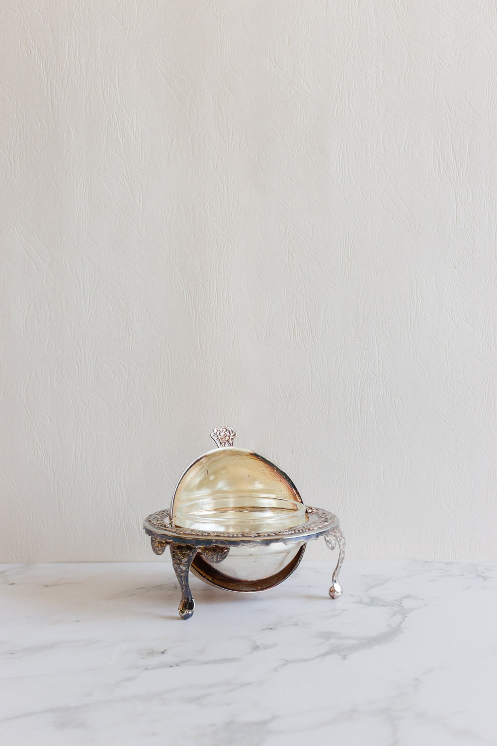 vintage english silver plated caviar dome