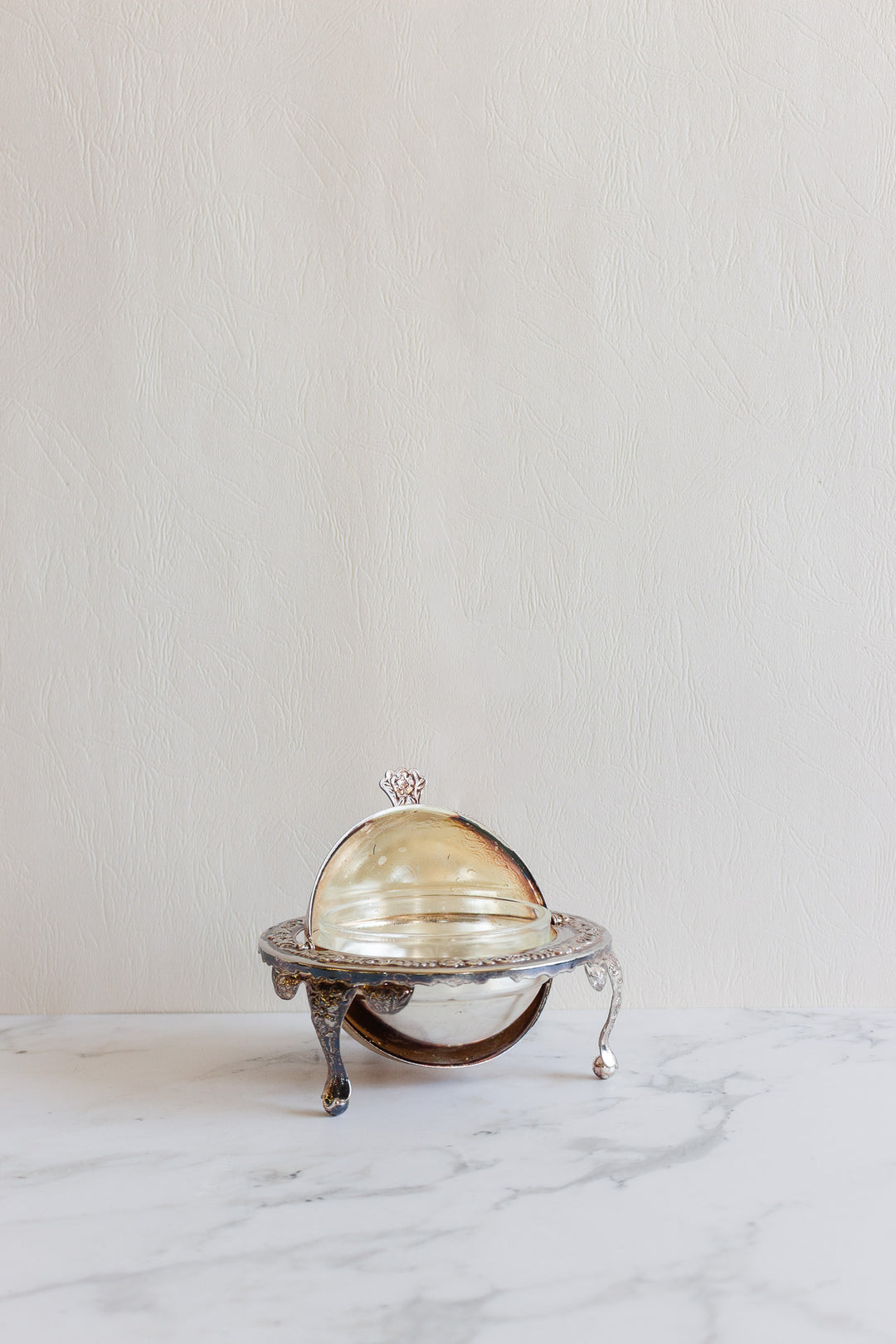 vintage english silver plated caviar dome