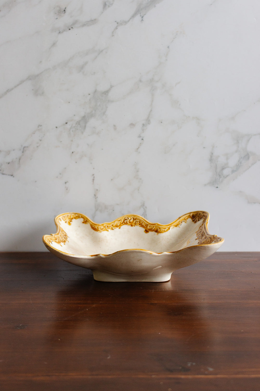 rare antique french undulating and scalloped choisy le roi bowl