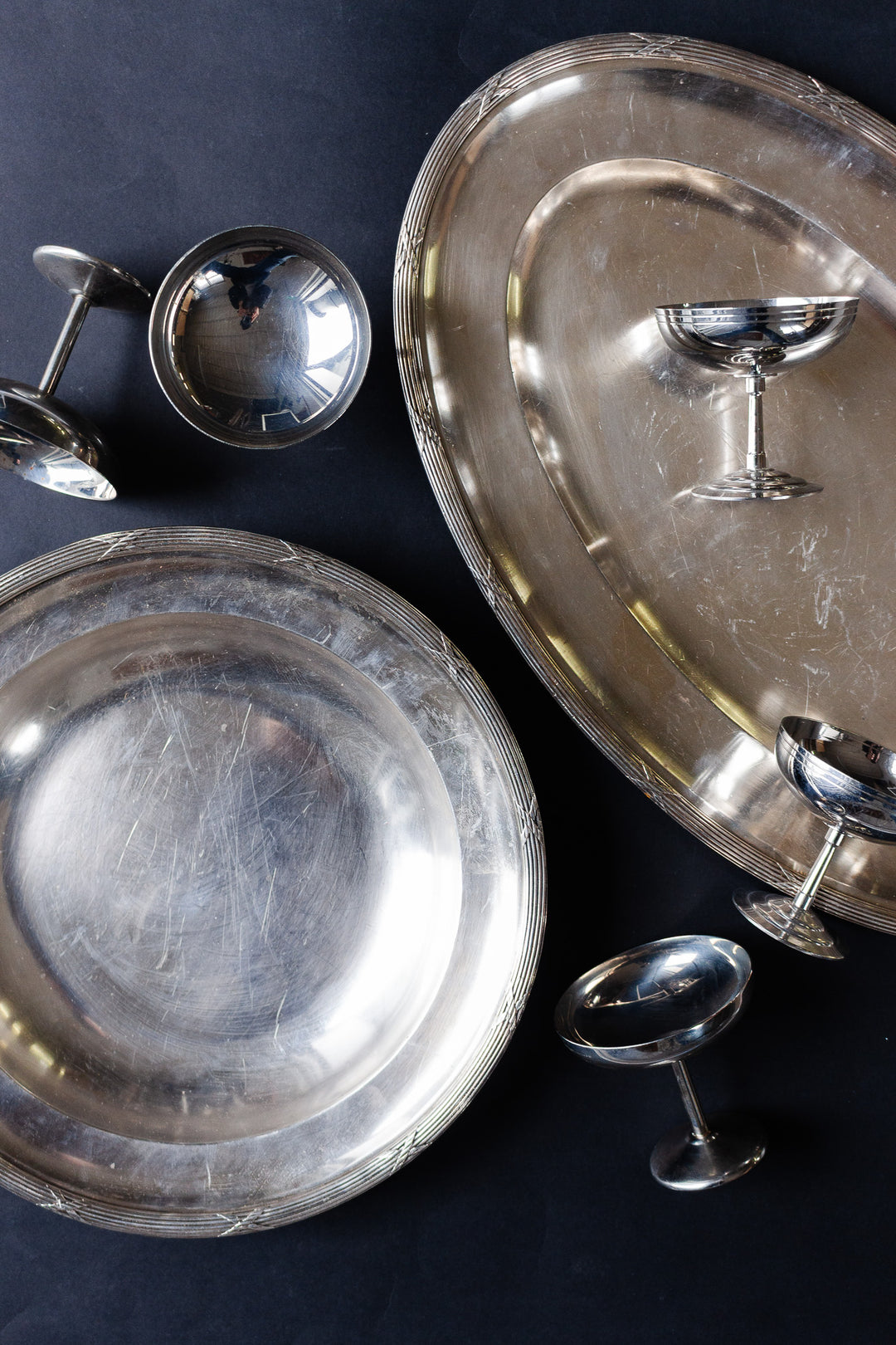art deco french silver hotel serving dish with "poinçons"