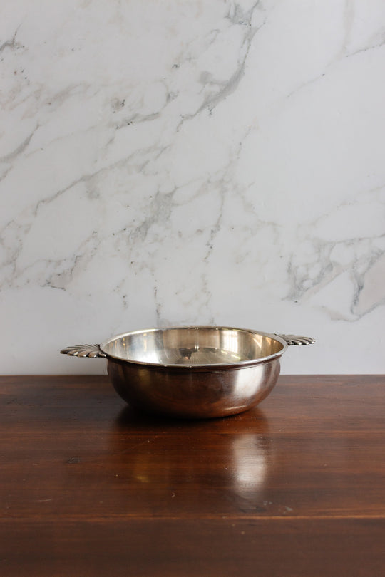 antique french large silverplate bowl with handles with "poinçons"