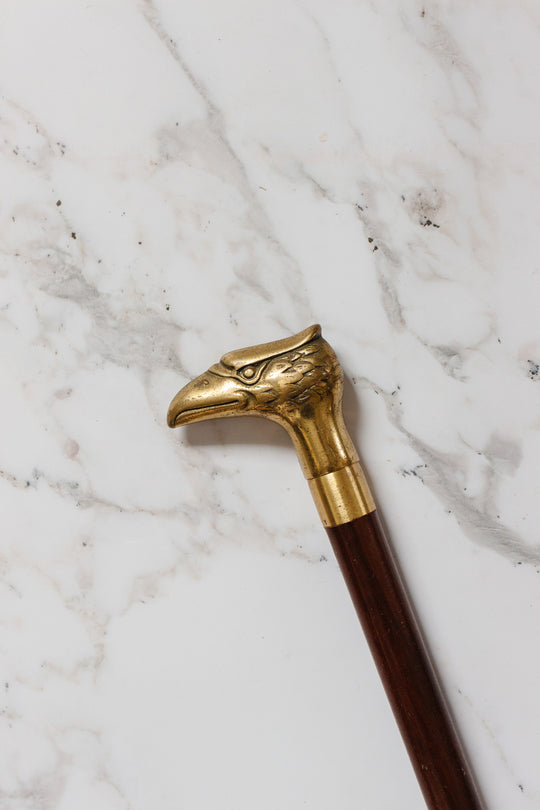 vintage English brass animal head walking cane