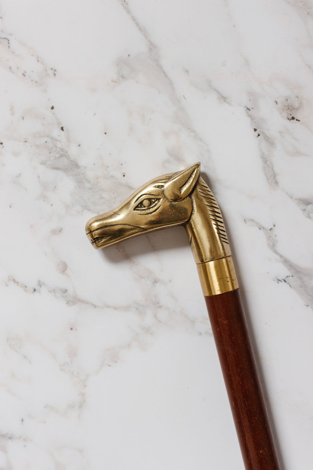 vintage English brass animal head walking cane