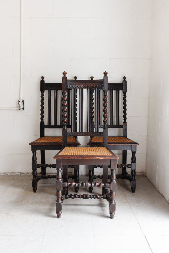 1930s Jacobean revival style barley twist hall chair