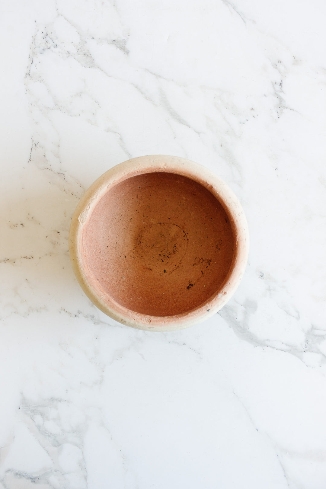antique french two tone unglazed stoneware bowl