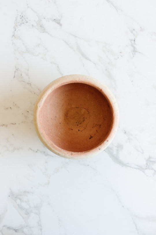 antique french two tone unglazed stoneware bowl