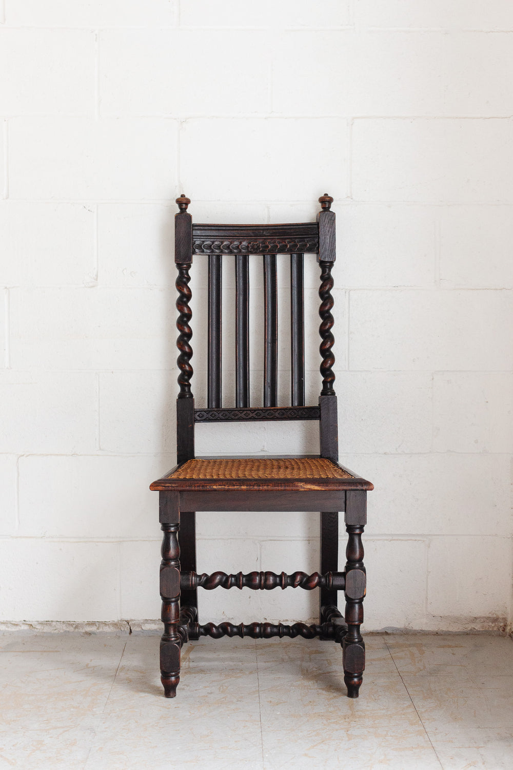 1930s Jacobean revival style barley twist hall chair