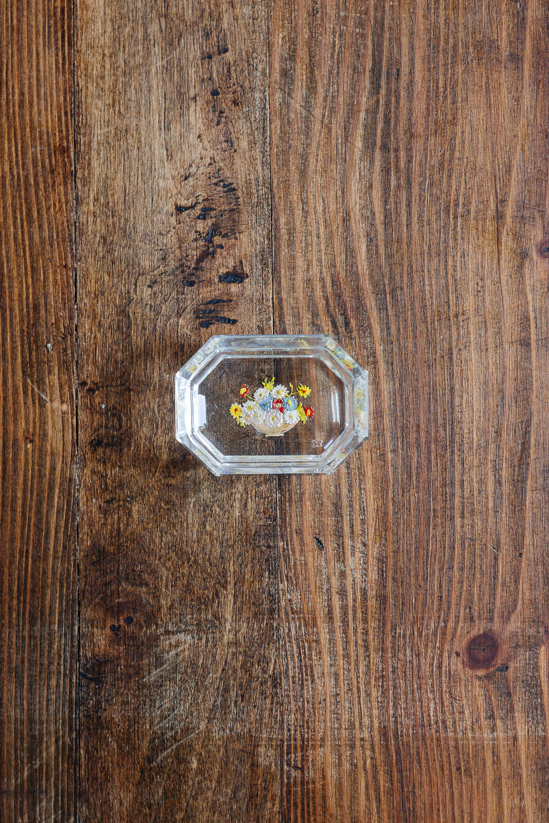 vintage french petite handpainted glass trinket dish
