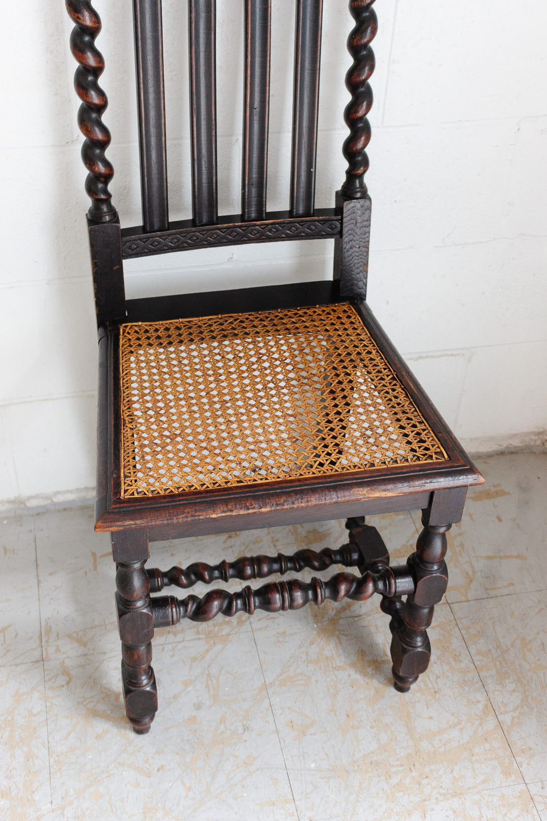 1930s Jacobean revival style barley twist hall chair