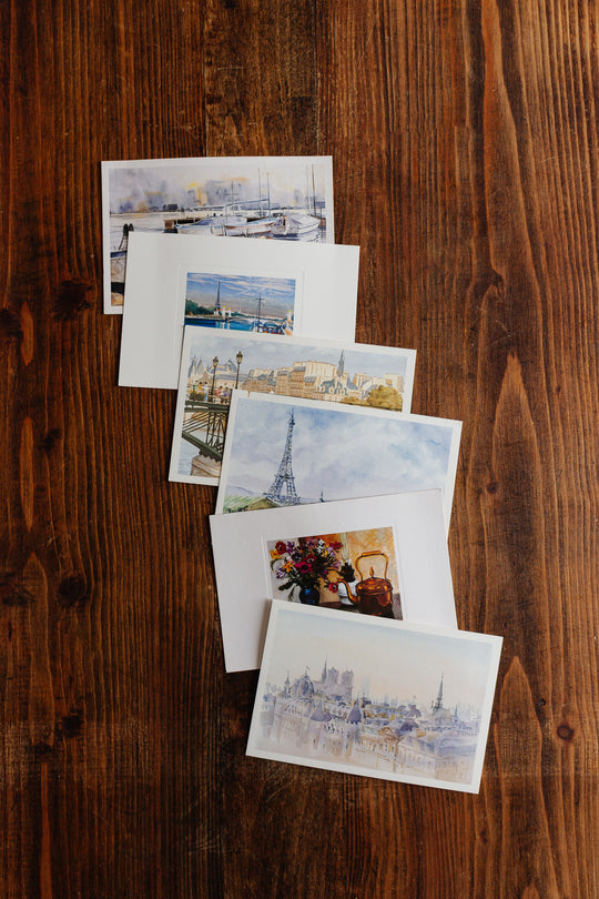 set of 6 european postcards