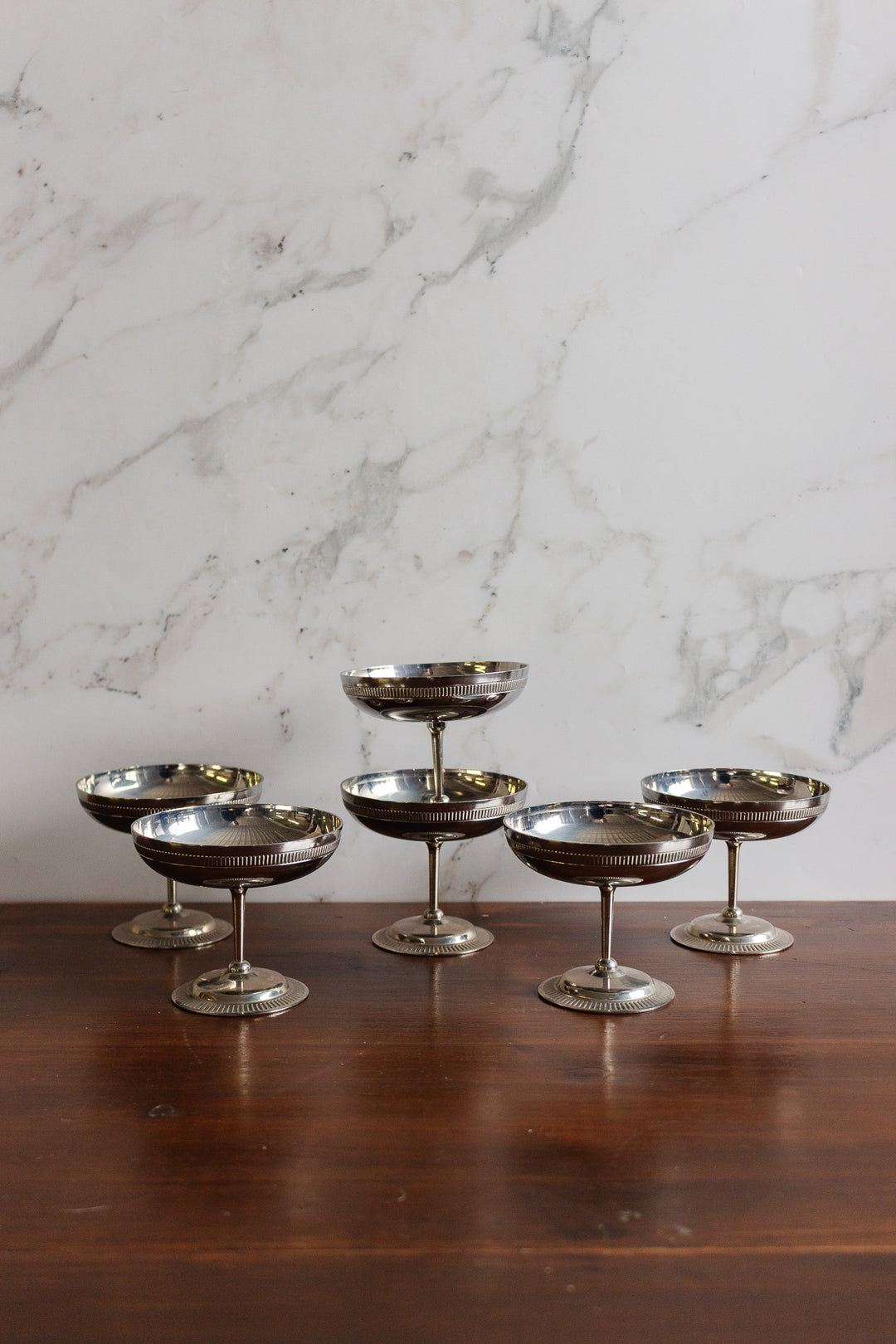 vintage french silver champagne coupes, set of 6