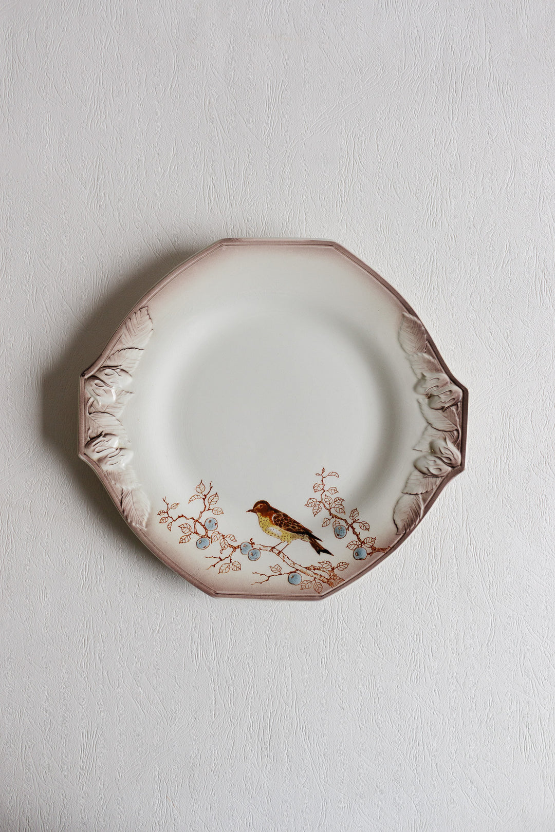 antique french longwy hexagonal plates "la chasse"