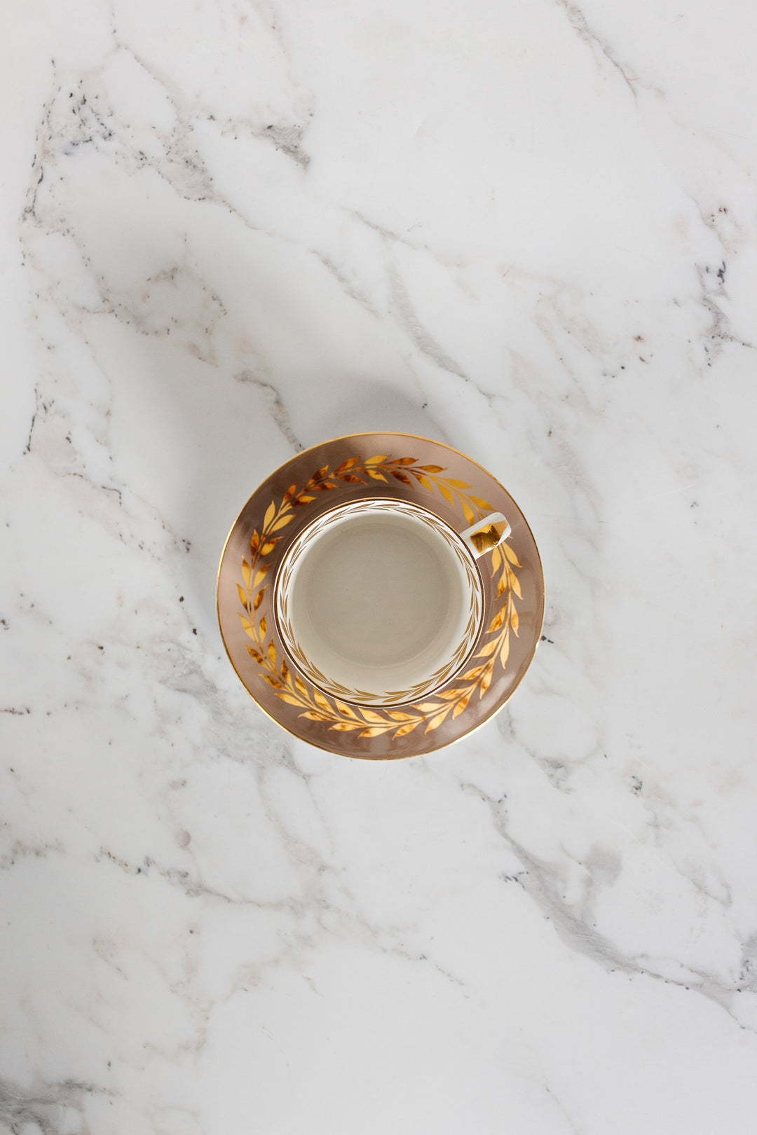 trio of vintage queen anne grecian motif 22k gold teacups