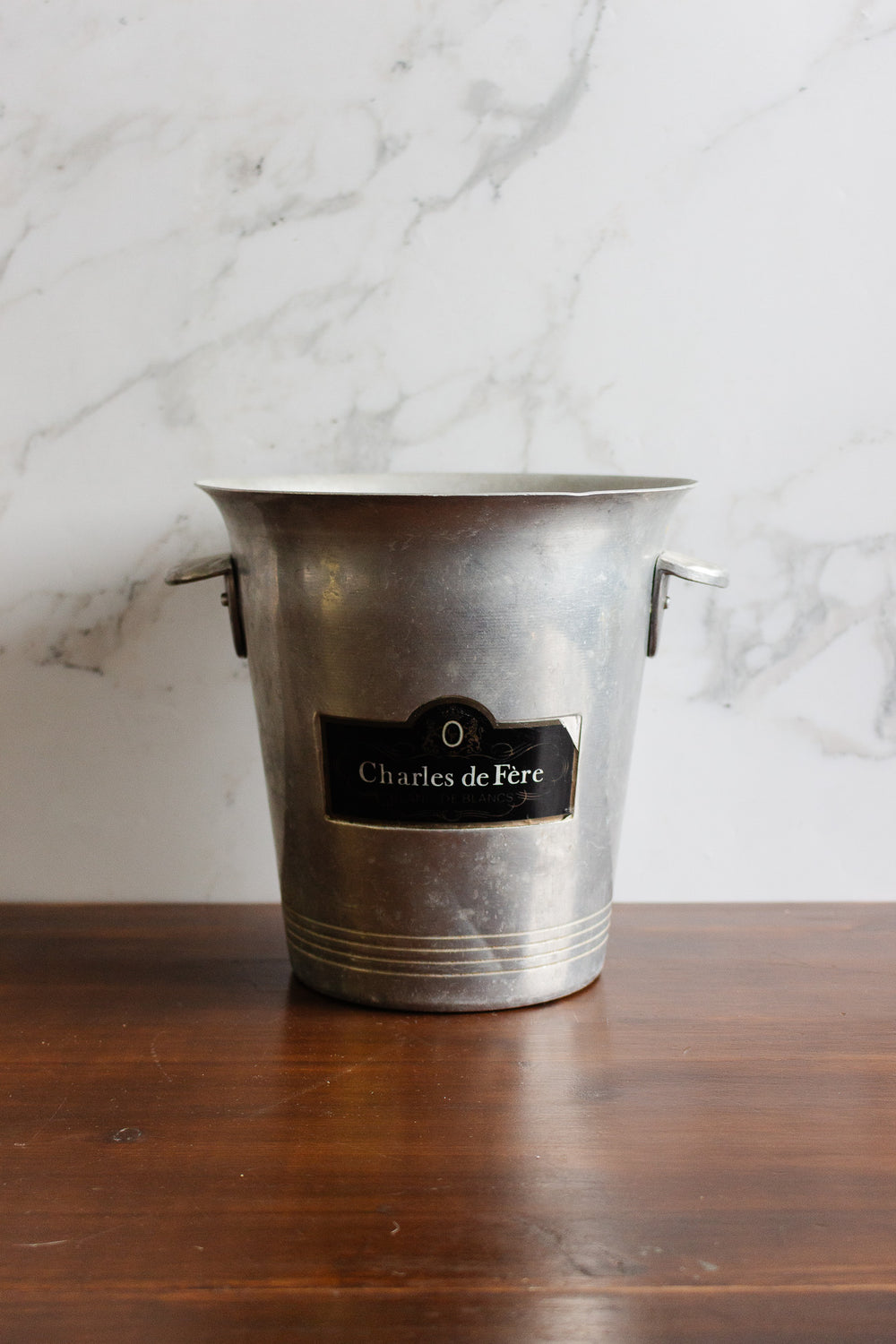vintage french aluminum champagne "charles de fère" bucket