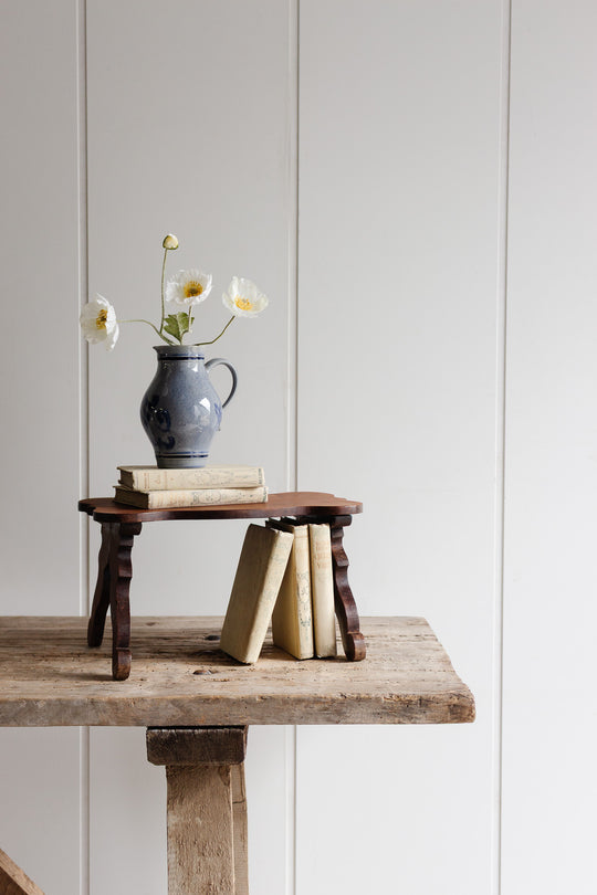 vintage french petite wood stool