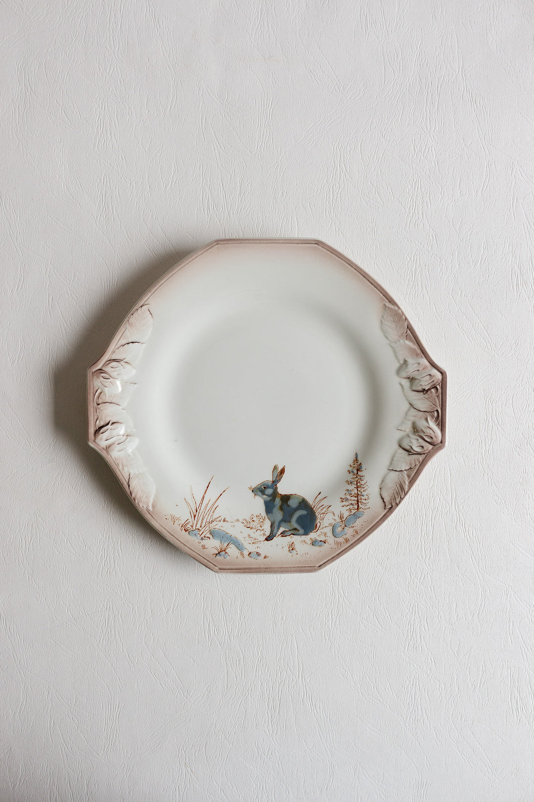 antique french longwy hexagonal plates "la chasse"