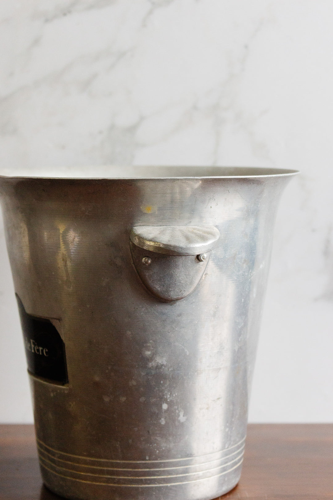 vintage french aluminum champagne "charles de fère" bucket