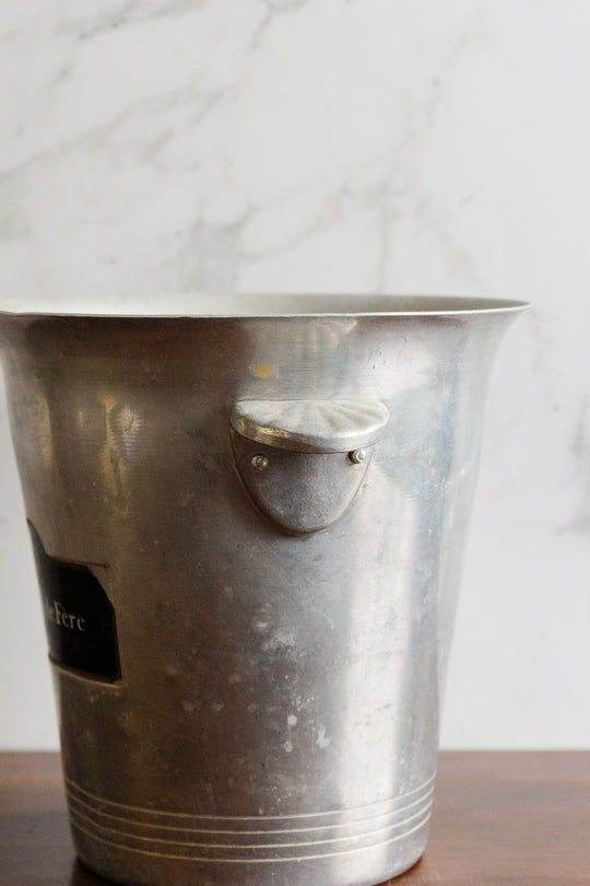 vintage french aluminum champagne "charles de fère" bucket