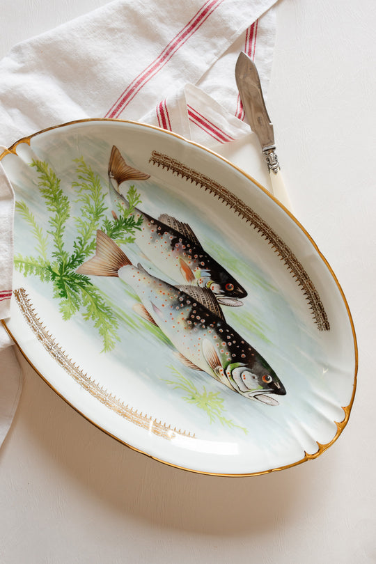midcentury french vierzon porcelain fish platter